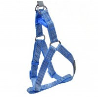 Шлейка нейлоновая Nunbell голубой со светоотражающей нитью, 20 мм*42-63 см