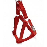 Шлейка нейлоновая Nunbell красная со светоотражающей нитью, 20 мм*42-63 см