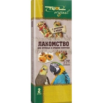 Лакомство для крупных и средних попугаев Triol Original с фруктами и мёдом 2 шт.