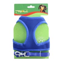 Шлейка-жилетка+поводок нейлоновые Triol нейлон, синий XS, обхват груди 300 мм, поводок 15*1200 мм