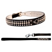 Поводок иск. кожа Triol со стразами 1,5 см*120 см 