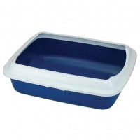 Туалет д/кошек Triol прямоугольный с бортом, темно-синий 505*390*150 мм СТ04