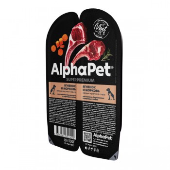 Alpha Pet ламистер для щенков ягненок и морковь мясные кусочки в соусе, 100 г