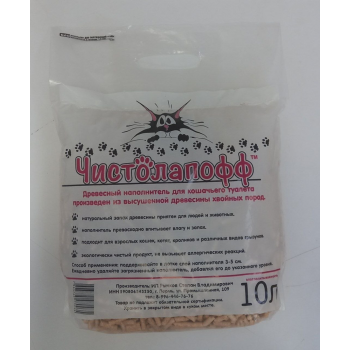 Наполнитель древесный Чистолапофф 10 л (6 мм)