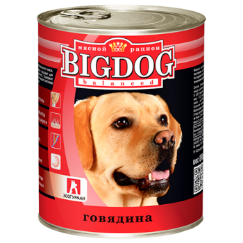 Зоогурман BIG DOG, консервы для собак, Говядина, 850 г