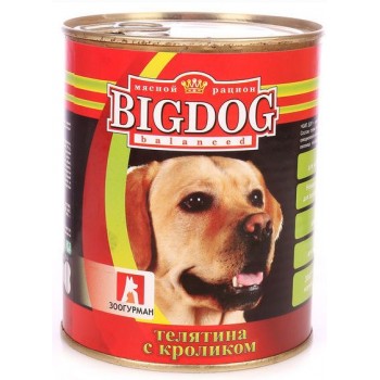 Зоогурман BIG DOG, консервы для собак, Телятина с кроликом, 850 г