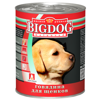 Зоогурман BIG DOG, консервы для щенков, Говядина, 850 г