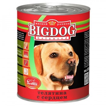 Зоогурман BIG DOG, консервы для собак, Телятина с сердцем, 850 г